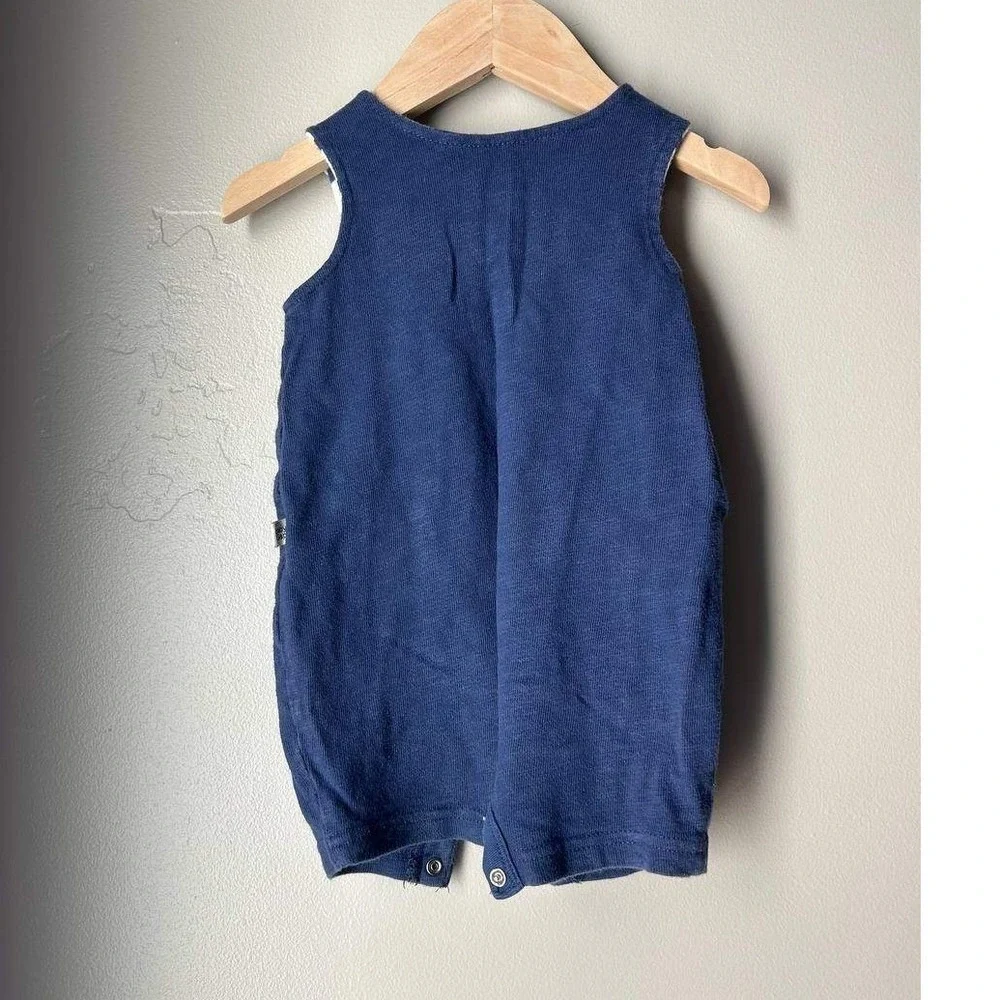 Baby Gap Navy Waffle Romper 3-6 M Cotton Coastal Nautical Scandi Baby